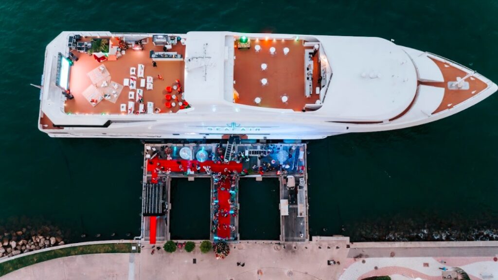 The Seafair is 200ft yacht that doubles as a wedding venue in Miami. 